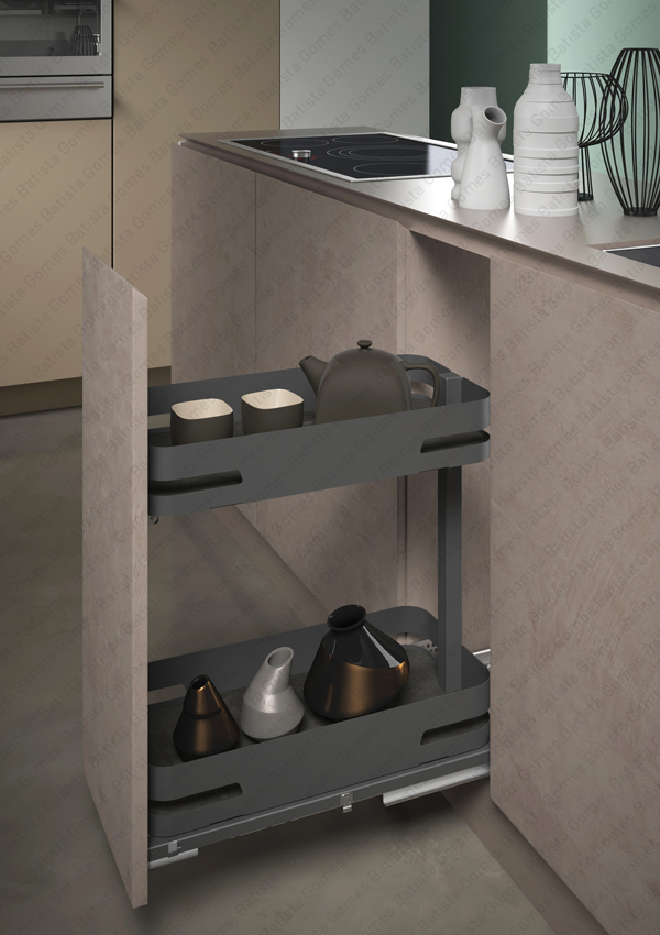 Despenseiro multiusos para aplica��o porta frontal - Extrac��o total com Soft-close - M�d. 300 / 450 - Antracite